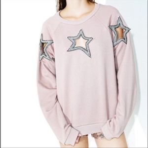 Rehab Pink Star Cutout Sweatshirt